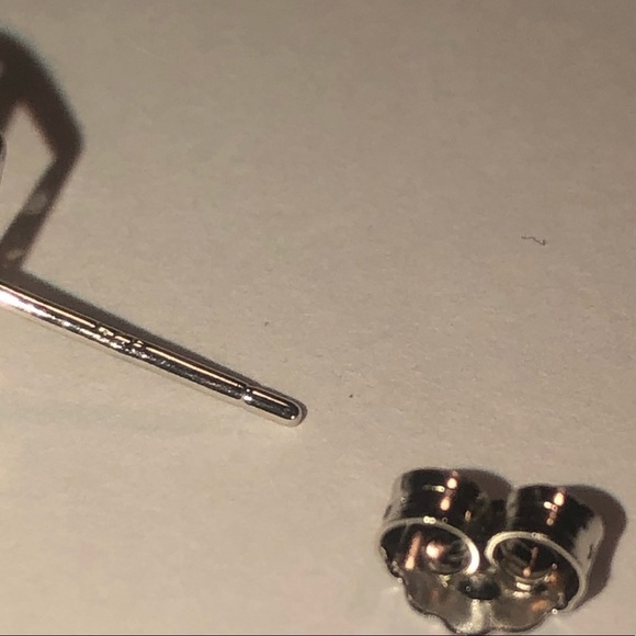 STERLING Silver Princess Cut Clear Cz Stud Earrings x2 - 8mm & 5mm - Picture 3 of 4